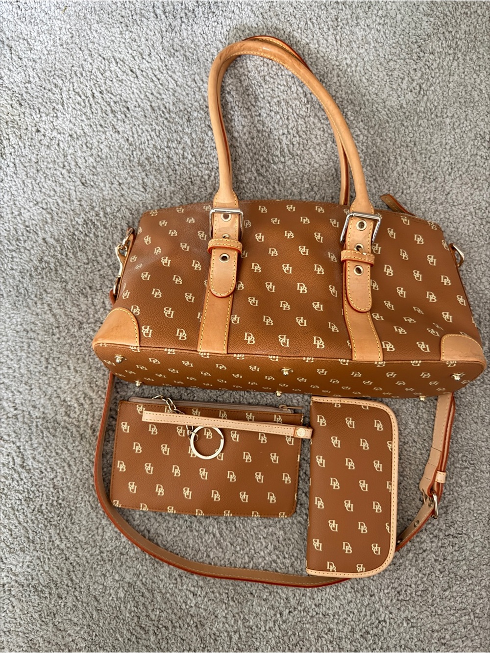 Dooney & Bourke Tan Satchel, Cosmetic Bag & Eyeglass Case NWOT